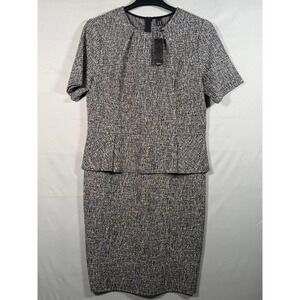 Vfshow Fashion Women's Tweed Peplum Sheath Dress 3XL Black Multi Color